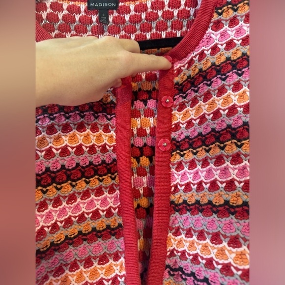 Madison Red crochet cardigan size small - Picture 2 of 5